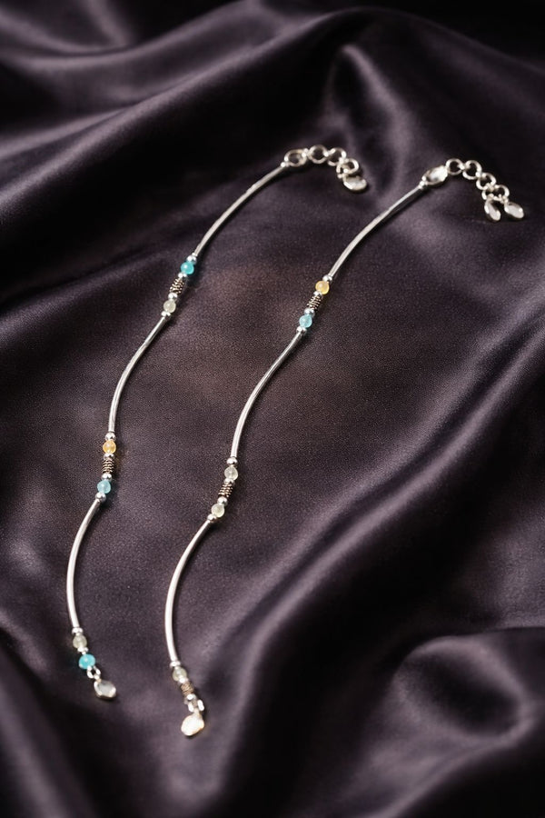 Aqua Charm Beaded Anklet