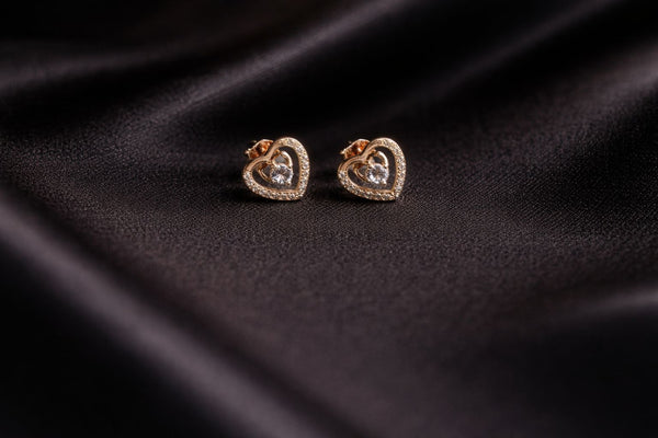 Roselle Heart Charm Studs