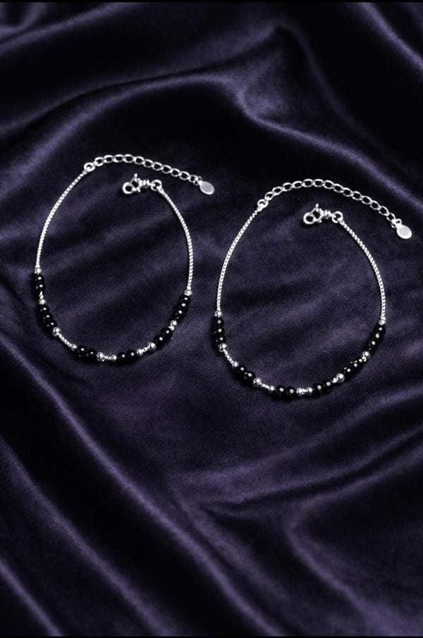 Noir Elegance Beaded Anklet
