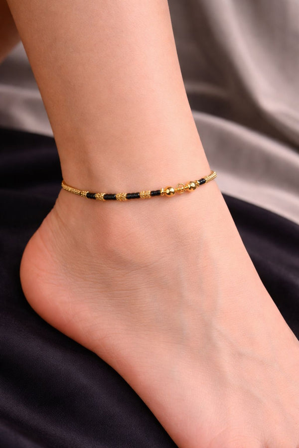 Noir Luxe Beaded Anklet