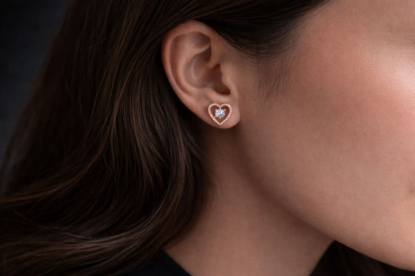 Roselle Heart Charm Studs